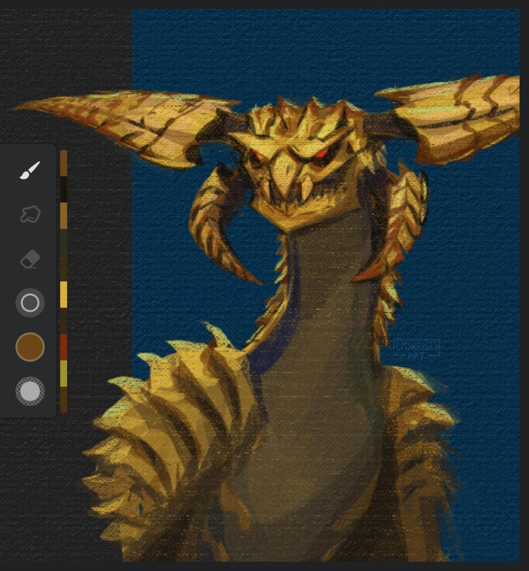 Digital painting of Rey Dau from Monster Hunter